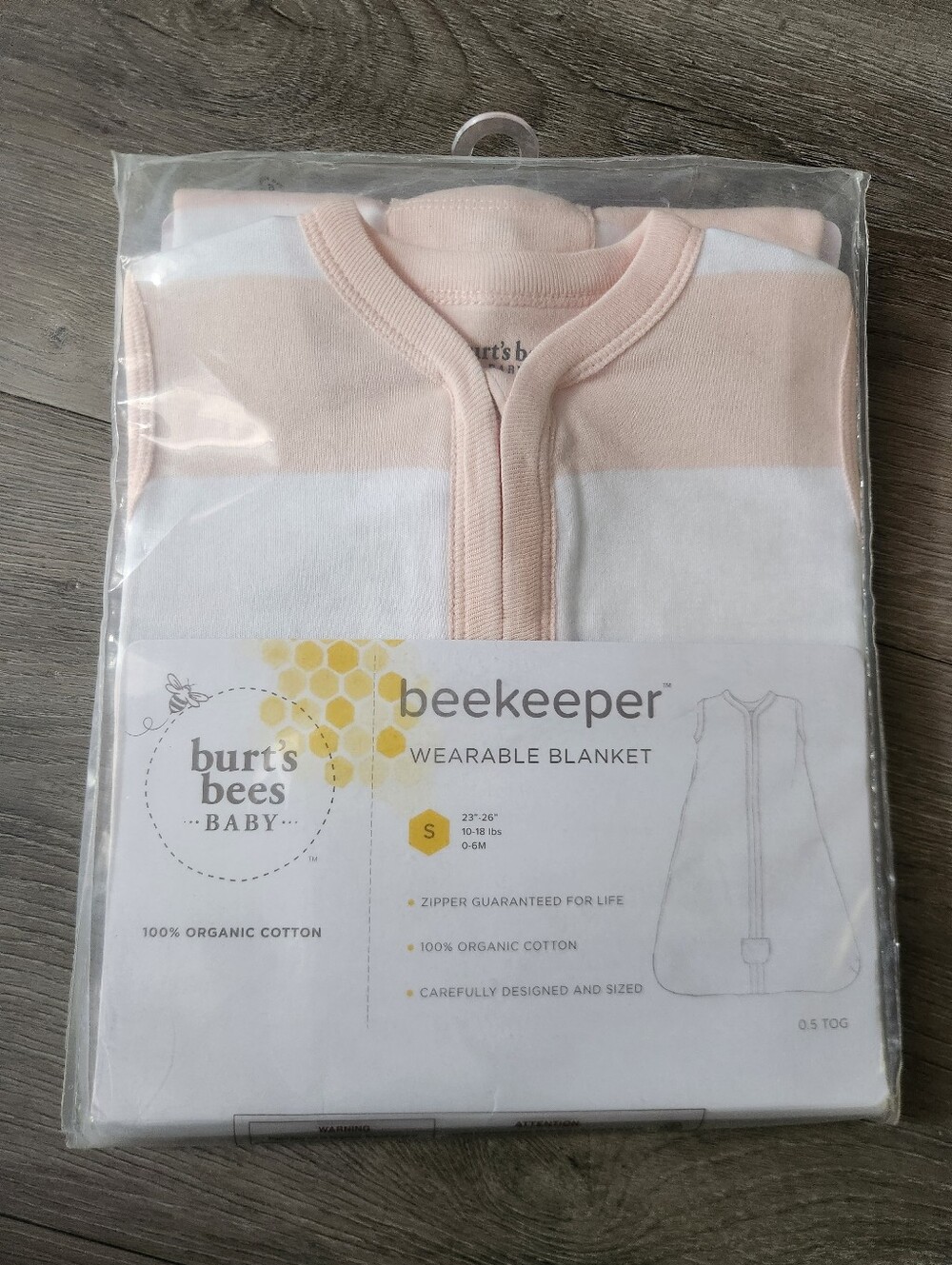 Burt's Bees Baby Pink & White Striped Beekeeper Wearable Blanket